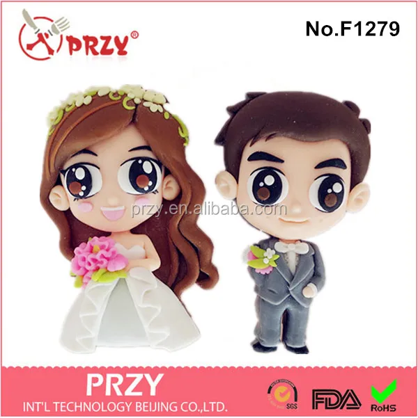 F1279 couple Baby silicone mold for cake fondant decoration bride and groom silicone fondant mould for sell