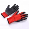 Black Red Nylon PU Safety Work Gloves Builders Grip Palm Coating Gloves SA2264