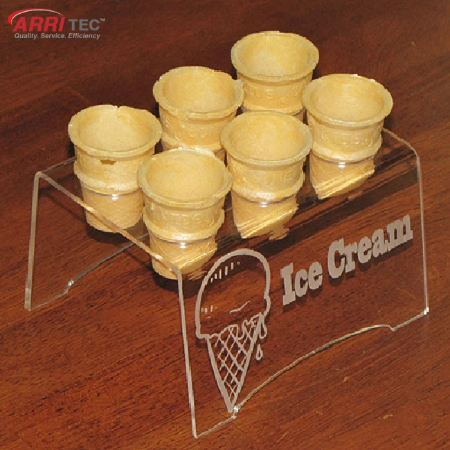 Customized Logo 6 Holes Acrylic Ice Cream Cone Display Holder Plastic