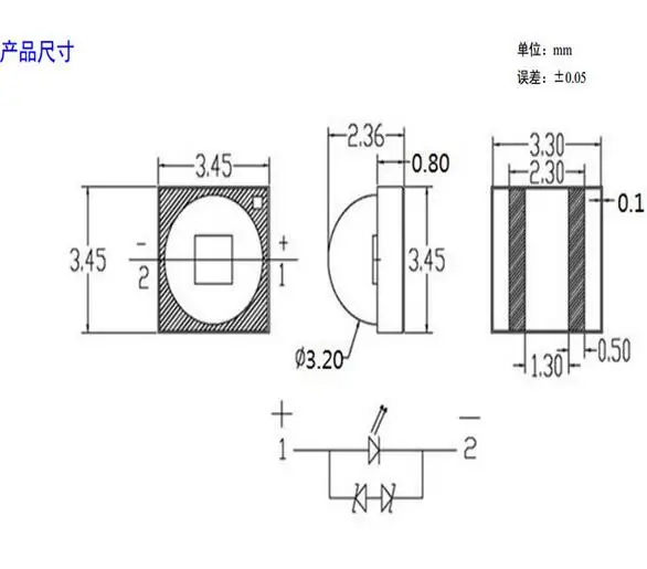 460nm Royal Blue high power 1w bridgelux 3535 smd led Pure Gold wire 1 watt led chip
