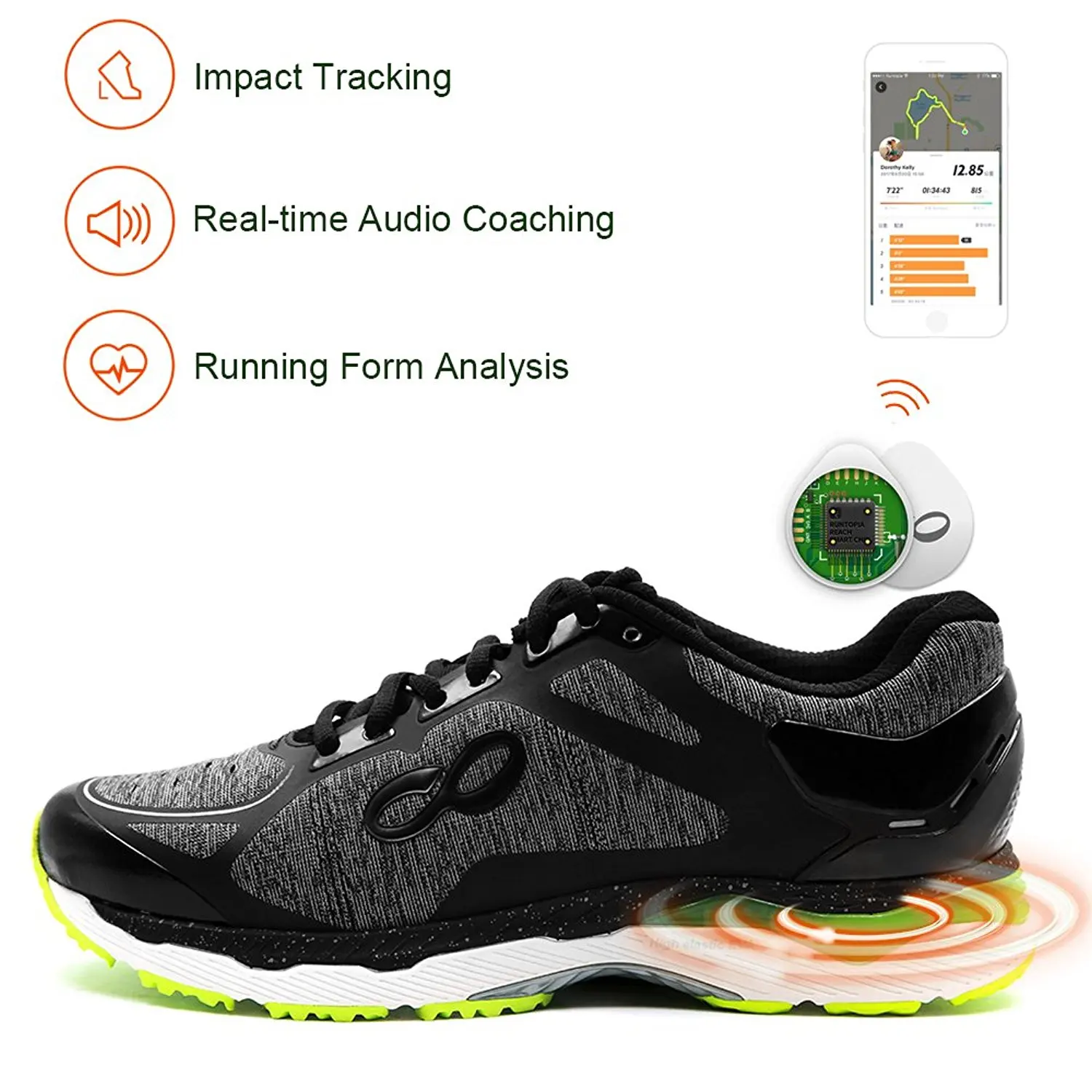 Runtopia Reach 2.0 Men's Smart Running Shoes Equipped With Data Tracking Chip