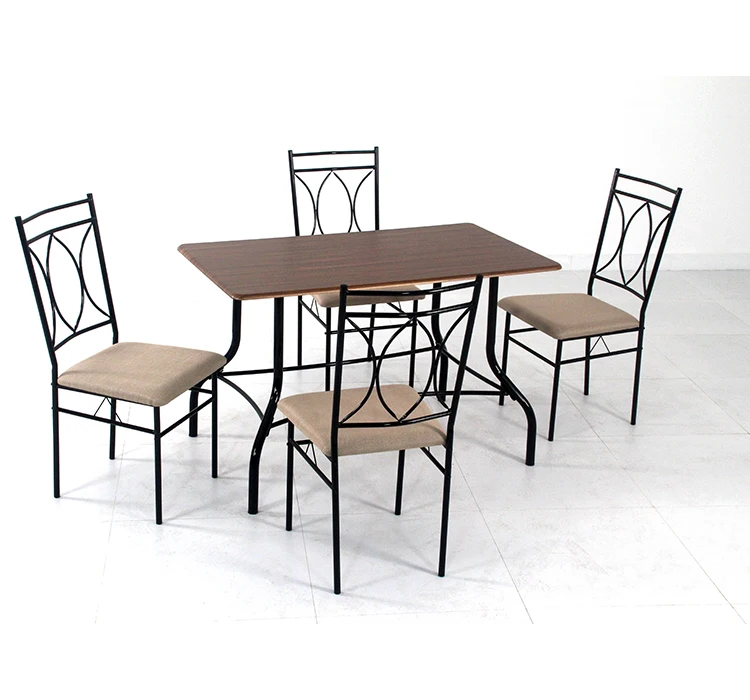 Simple modern popular style Dining table set MDF+PVC Table with Bigger size cushion chairs for dining room
