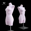 pink dots fabric covered ladies half body torso female mannequin with square stand