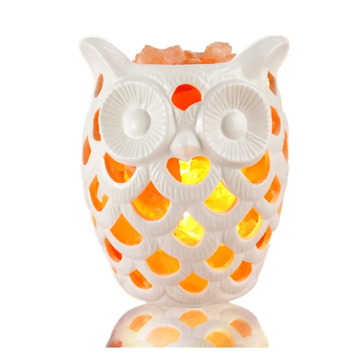 White Ceramic Owl Lamp Find Deals On Himalayan Salt Lamp With Rock Crystal Rocks Ceramic Shade Brightness
