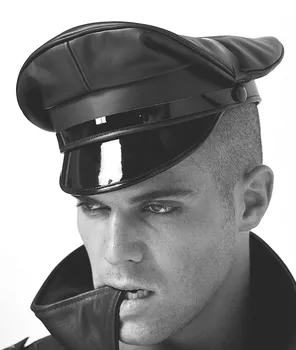 leather captain hat