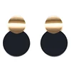 Double Circle Jewelry Black Stud And Gold Drop Round Stud Earrings