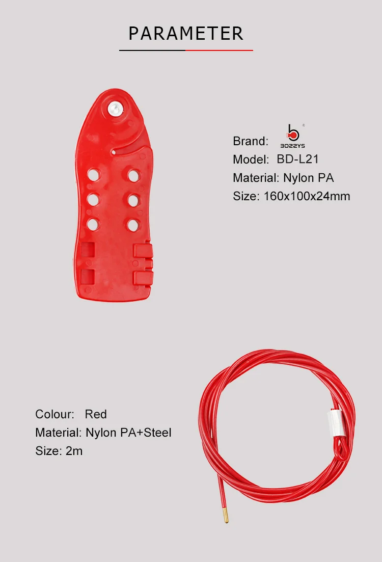 BOSHI Custom Product Nylon PA Multipurpose Red Cable Lockouts
