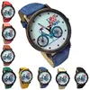 Fashion Men Women Quartz Watch 2017 Bicycle Pattern Canvas Jean Strap Ladies Casual Dress Watches relogio Time