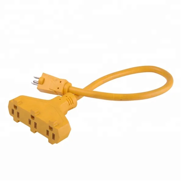 Outdoor Extension Cord with 3-Outlet Power Block Green Woods 984413 25-Foot