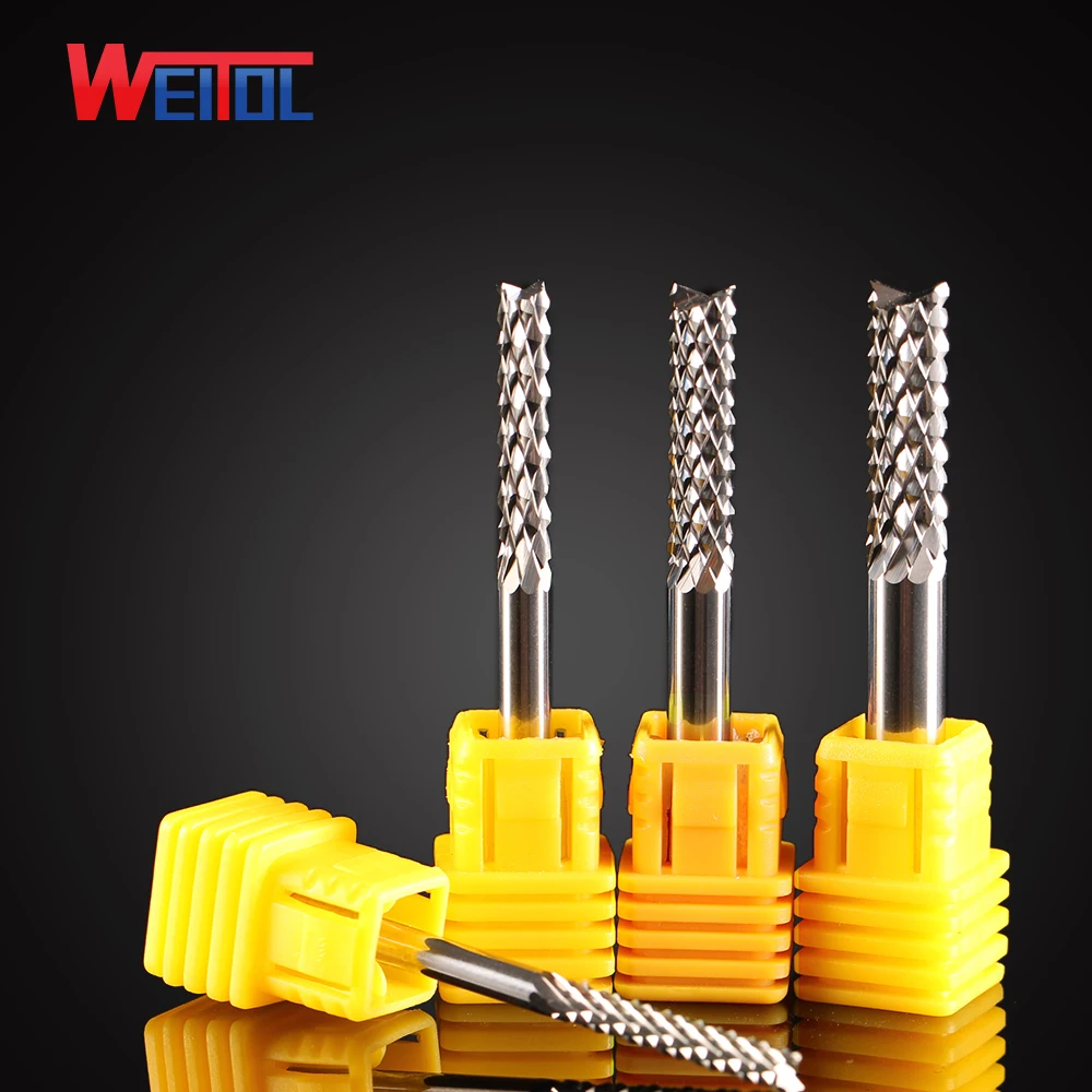 x42mmCEL 5pcs Solid Carbide Two Flute Spiral Router Bit 6mm CED