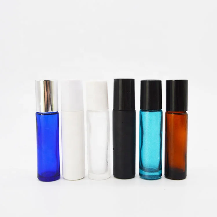 5ml 10ml Essential Oil Perfume Glass Roller Applicator Bottles With Lid