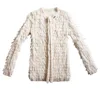 women's knitted cardigan in loop jacquard hairy effect