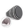 Most Popular Black Stone Setting Retro Signet Ring Black Agate Onyx Ring for Men