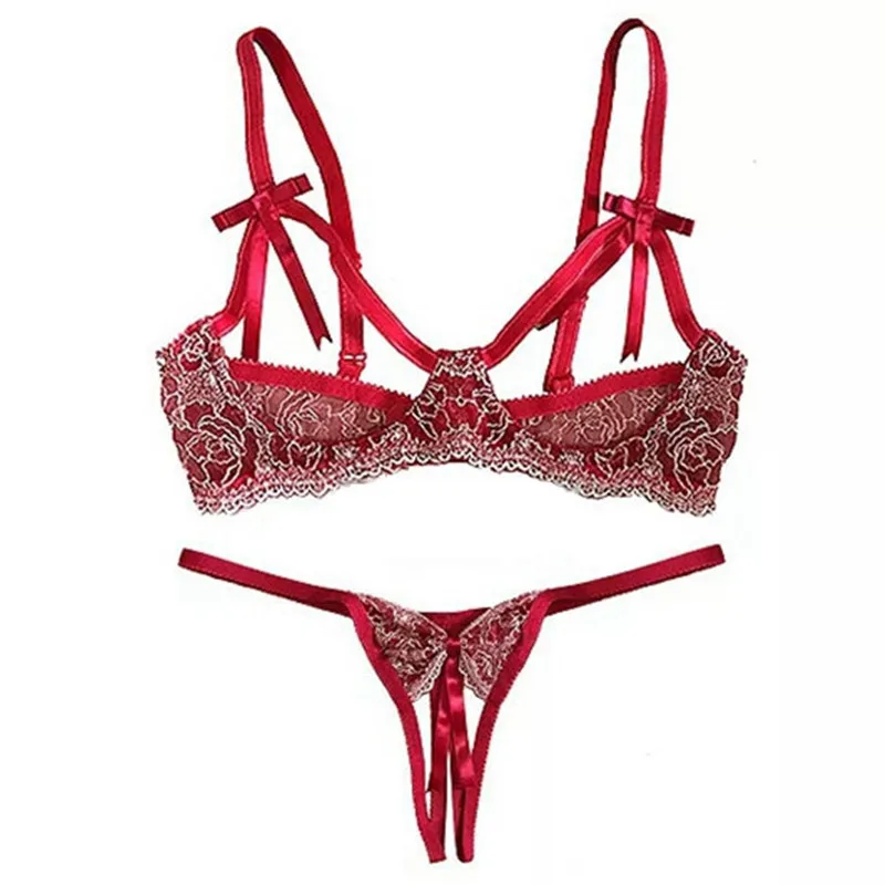 Set Lingerie Renda Tembus Pandang Untuk Wanita,Bra Kutang Silang Seksi ...