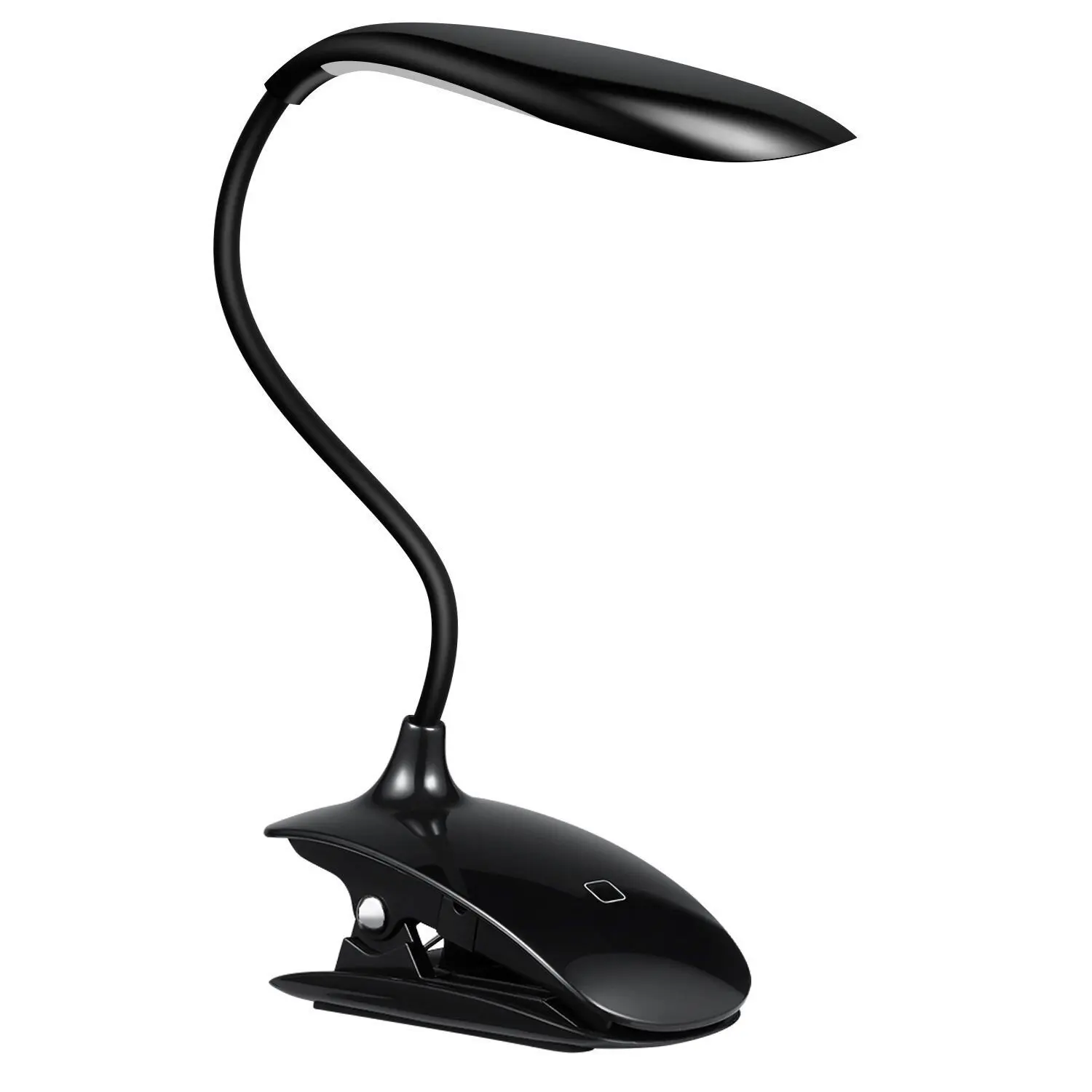 Portabl Gooseneck Tube Clip Desk Lamp, OPAI Cordless LED Clamp Lamp, USB Rechargeable, Touch-Sensitive Switch, 3 Brightness Levels, Dimmable Table Lamp Lightweight Flexible Book Light (Black)