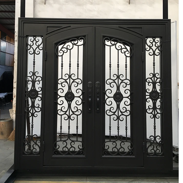 Luxury Villa Front Entry Wrought Iron Door With Sidelight - Buy Wrought