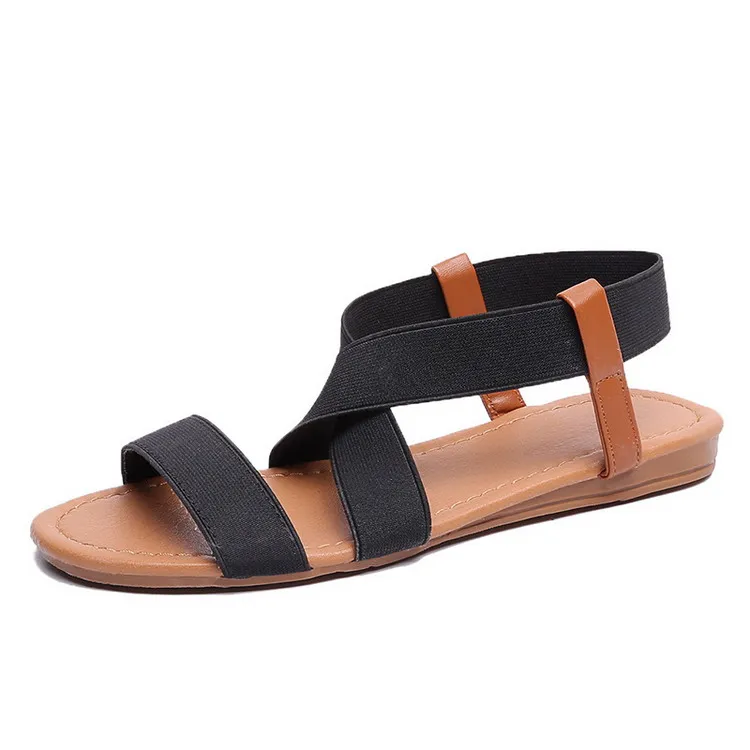 black fancy flat sandals