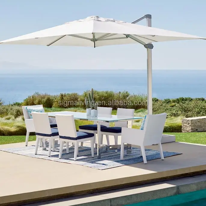 Hot sale outdoor furniture patio white rattan dining table and chair