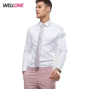 Guangzhou High quality soft long sleeve 65% polyester 30% cotton 3% spandex white buttons formal shirts and pants combination