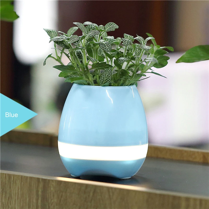 Hot Sale 2017 New Arrival Factory Supply LED Music Vase, Plant Smart Music Flowerpot Bluetooth Speaker Dancing Green