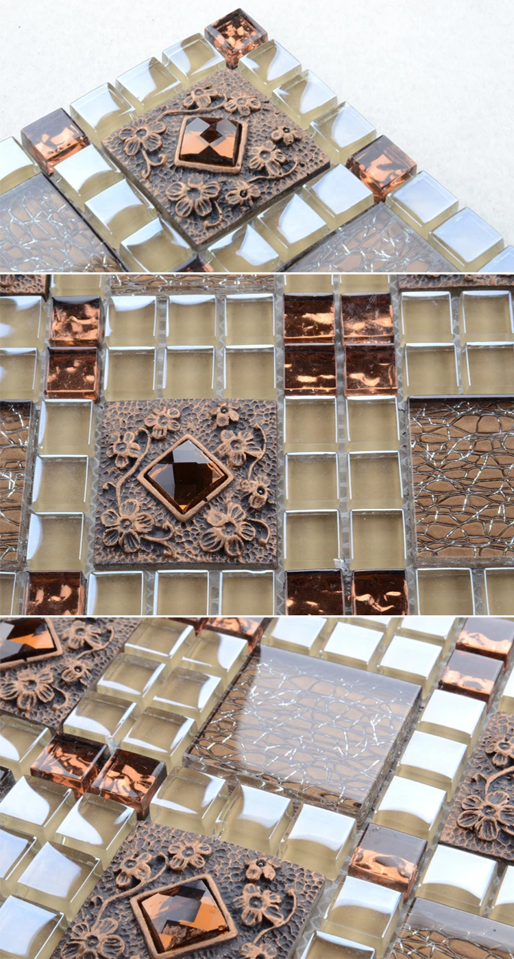 European style erin adams brown backsplash mosaic tile glass