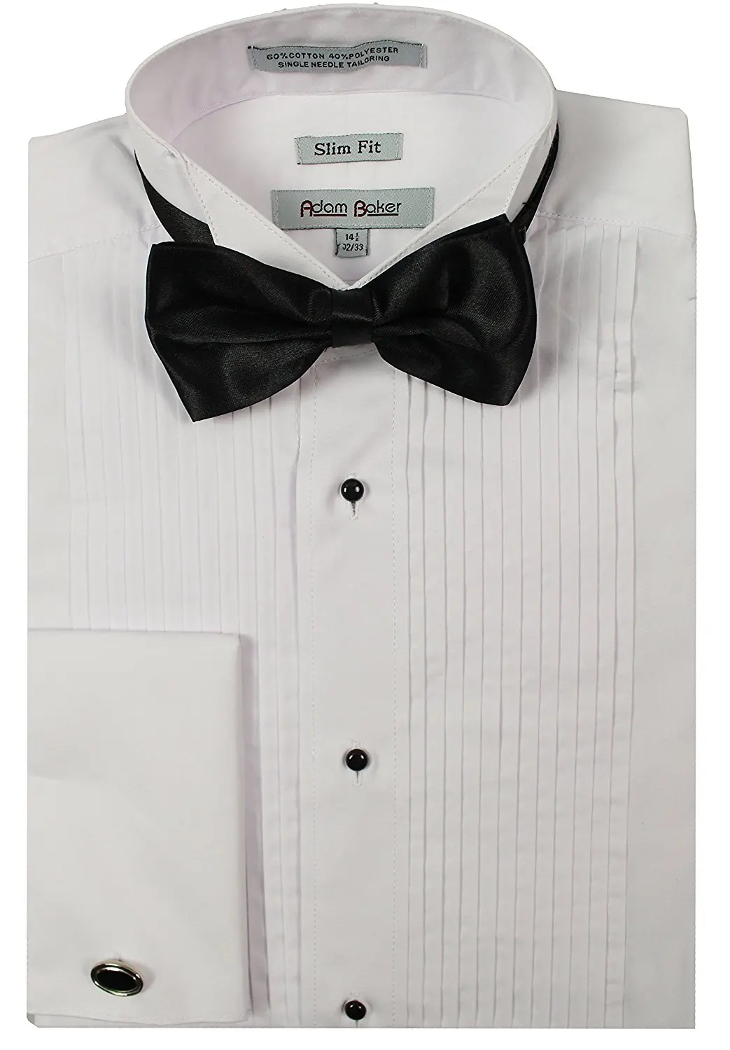 London Fog Mens Laydown Collar French Cuff Tuxedo Shirt