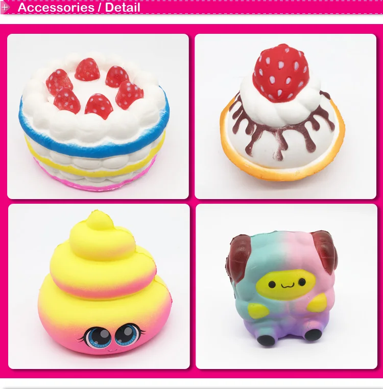thumbnail image 2 of Jumbo Slow Rising Scented Squishy Toys – Cute Mini Soft Charm Strap Toys – Multi-Color, Assorted Present Squishys 2 of 6