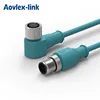 M12 cable circular connector A B D X code m12 cable connector male to female 90 degrees canbus IP67 waterproof