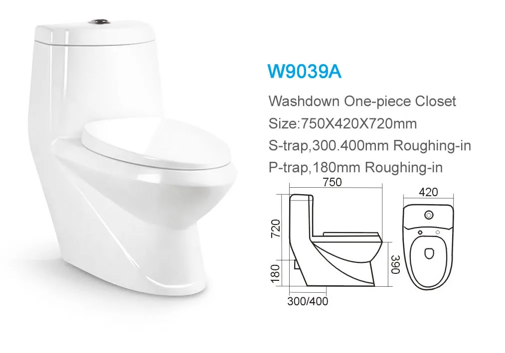 Building Material Western Brand Washdown Color Bathroom P Trap Toilet