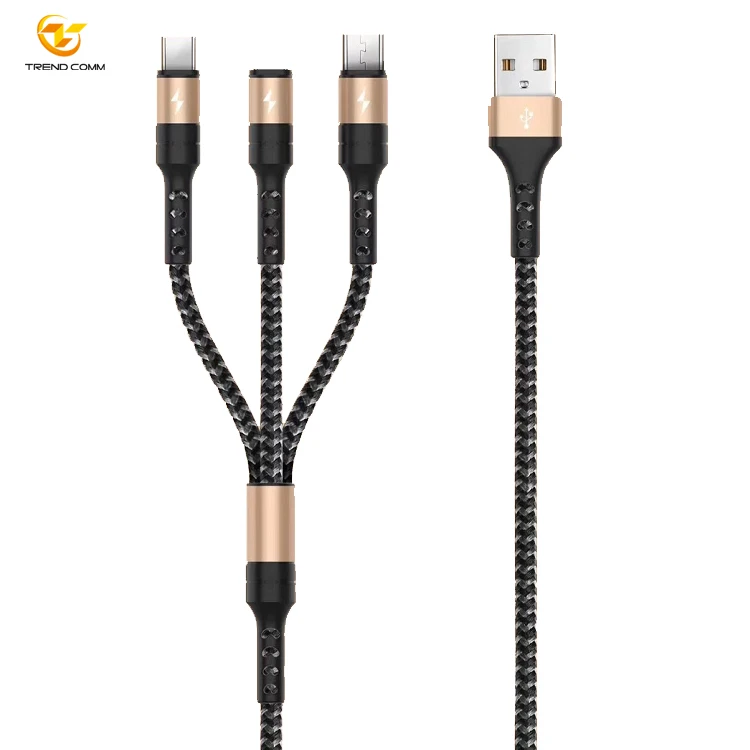 2019 For Iphone Cell Phone Cord 3 In 1 Multi Usb Fast Charging Cable