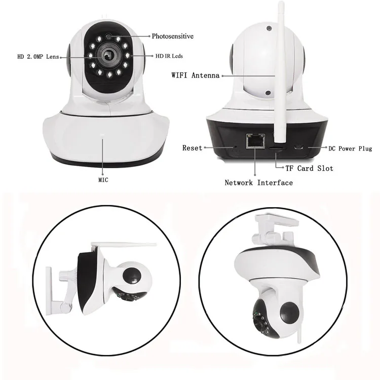 Wireless Camera 1080p 360 Degree Ip Security Camera For Home Pan Tilt