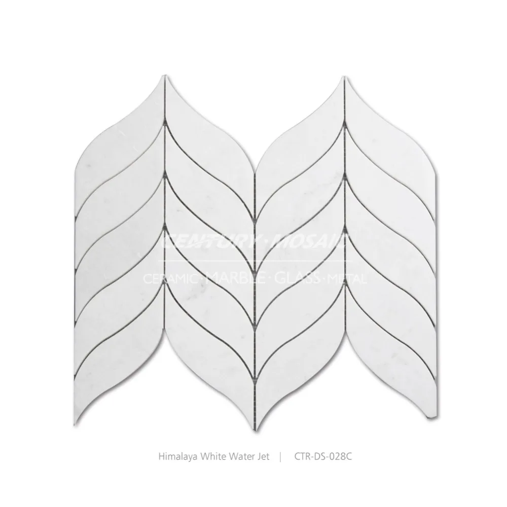 High Quality Himalaya White Leaf Shaped Waterjet Mosaic Marble Tile