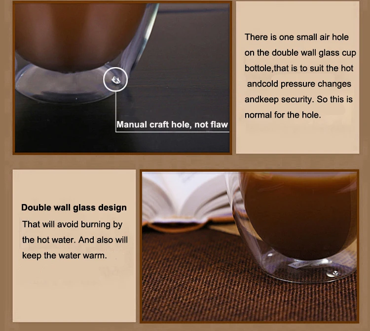 Hot sale double-walled glass Coffee cups with handle to keep warm