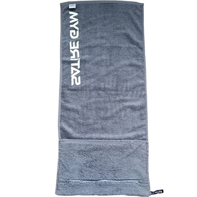 Suddora Zipper Towel Orange Gym Sport Towel w/ Pocket