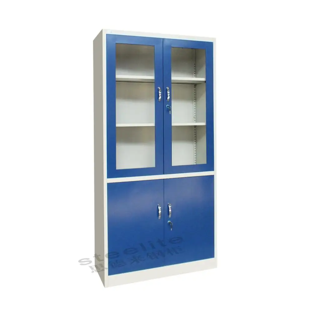 Locked Office Glass Door Metal Storage Cabinet Steel File Cabinet