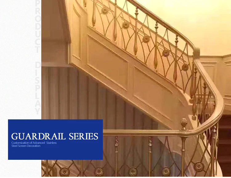 5 star hotel gold plated stair railings wholesale ss decorative balusters for stair interior modern metal railing