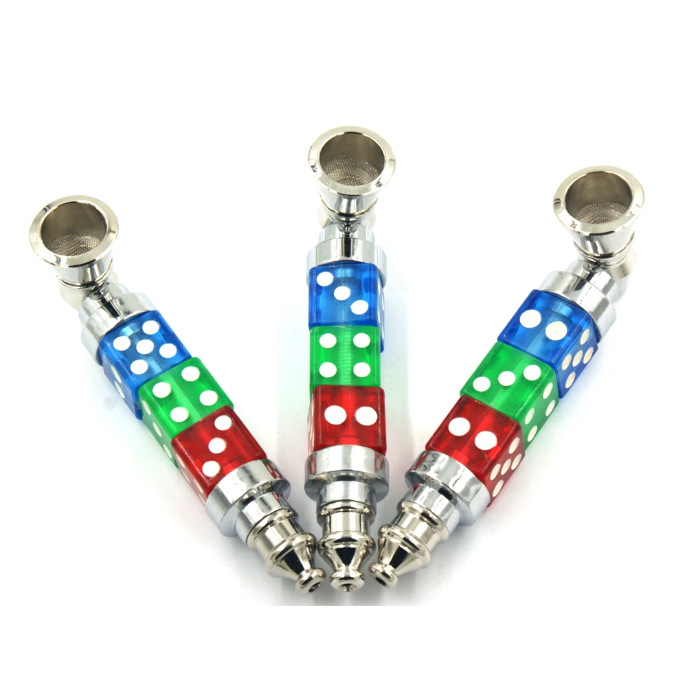 Metal Creative Dice With Mesh Pipe Handmade Portable Smoking Pipes Weed