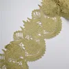 High quality african guipure gold cord polyester net pearl beaded embroidery decorative lace trim for garment wedding dress