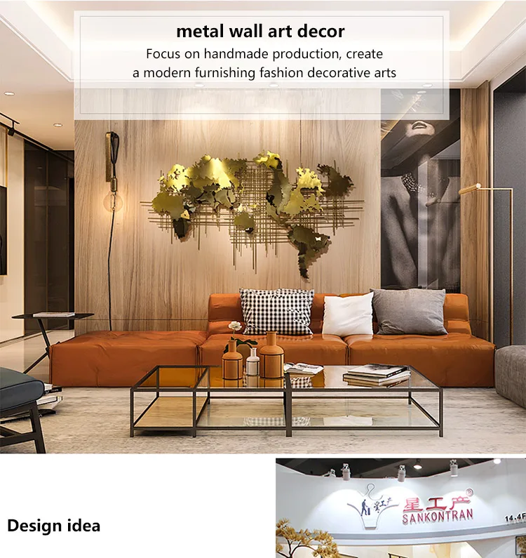 El Yapımı 3d Paslanmaz Çelik Metal Duvar Asılı Dekorlar Haritası Dünya