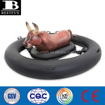 pool bull riding float