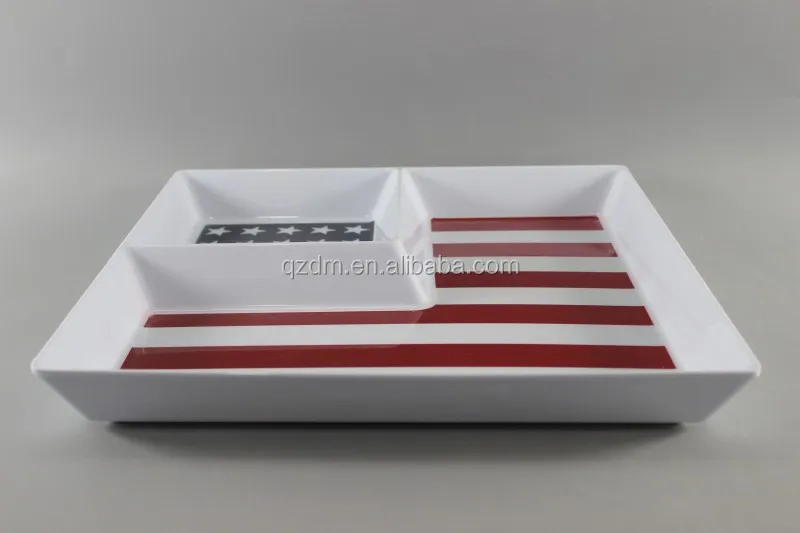 12" Melamine Chip dip plate,Double plate American market