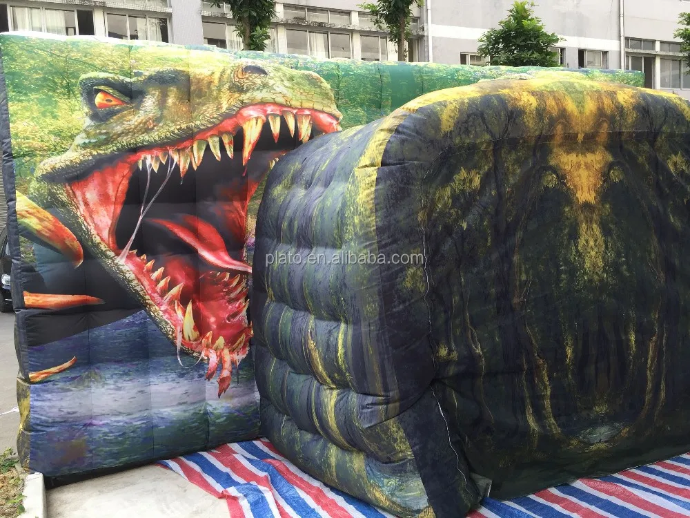 6*6m Large Advertising Inflatable Jurassic Dinosaur Cube Tent For Event