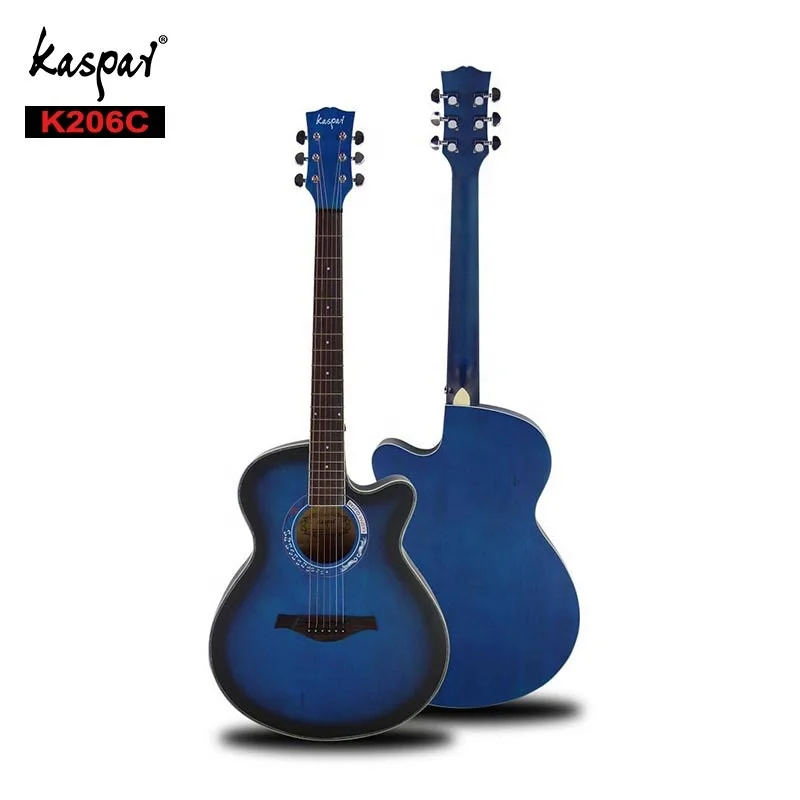 
Kaspar Chinese Guitar Factory OEM Cheap Classical Guitar Solid Blue Travel Guitar 40inch 