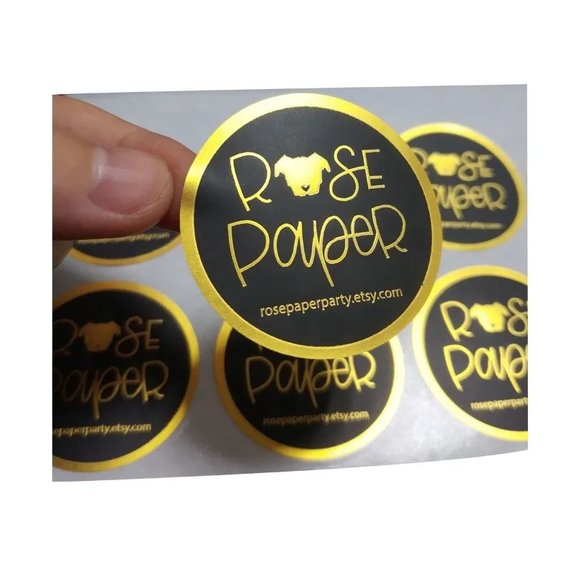 Printing Circle Pe Gold Foil Stickers Personalized Logo Labels Adhesive