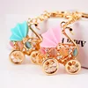 Birthday Gift Lovely Goose Swan Innovative Baby Carriage Cute Keychains Crystal Opal Charm Purse Handbag Keychain For Car Keys