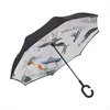 Popular Model Fiberglass Ribs Double Layer Reversed Umbrella C Handle Inverted Reversed Umbrella