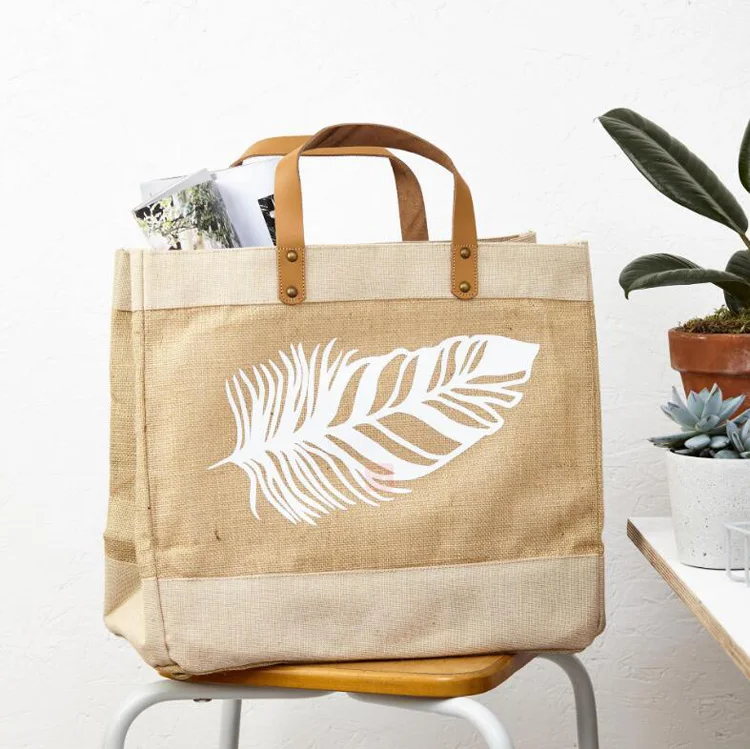 Jute Tote Bags With Leather Handles Wholesale Buy Jute Tote Bags With