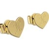 Popular 14K Gold Heart Shape Engraved Initial Earrings For Young Girls