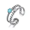 CZCITY Fine Jewelry Green & Pink Crystal Rings, Real 925 Sterling Silver Rings for Women Wedding Adjustable Size Jade Ring