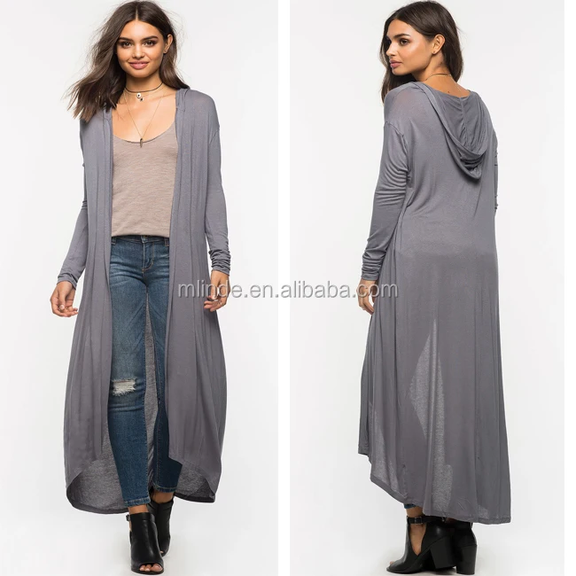 floor length hooded cardigan